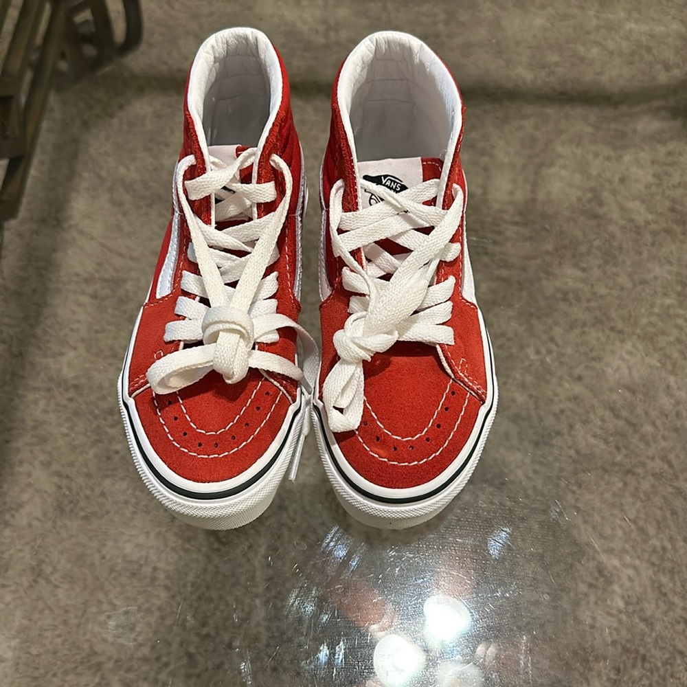 No Box Vans Sk8-Hi Kids Shoes Sneaker Canvas Suede Cerise True White Size 11.5